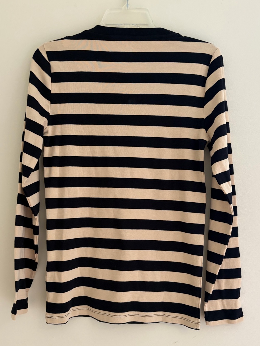 J. Crew Striped Black and Cream Crewneck Sweater with Gold Buttons - Picture 5 of 7